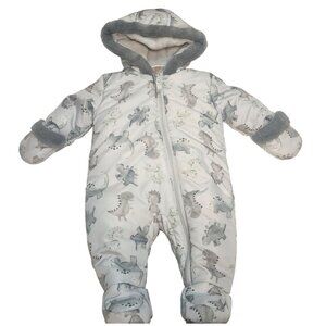 First Wish baby snowsuit bunting sz 3-6 months Hooded Dinosaur print